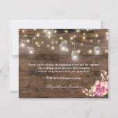 Rustieke Mason Potlantaarntjes Bloem Foto Bedankt Kaart (Achterkant)