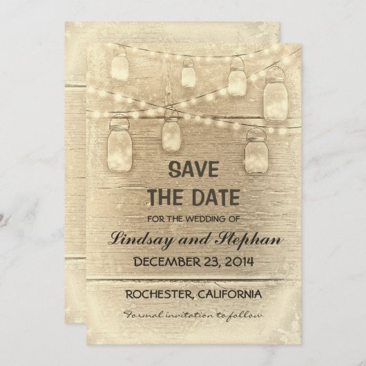 rustieke mason potten Sla de datum kaart (Voorkant / Achterkant)