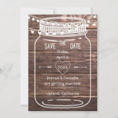 Rustieke Mason String Lights Jar Save the Date Kaa (Voorkant)