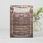 Rustieke Mason String Lights Jar Save the Date Kaa (Staand voorkant)