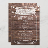 Rustieke Mason String Lights Jar Save the Date Kaa (Voorkant / Achterkant)