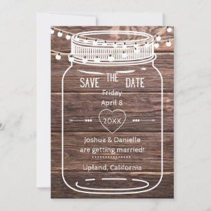 Rustieke Mason String Lights Jar Save the Date Kaa