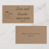 Rustieke Masonjar Hart Huwelijksliefde & Bedankt I Informatiekaartje (Voorkant / Achterkant)