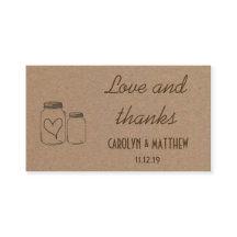 Rustieke Masonjar Hart Huwelijksliefde & Bedankt I