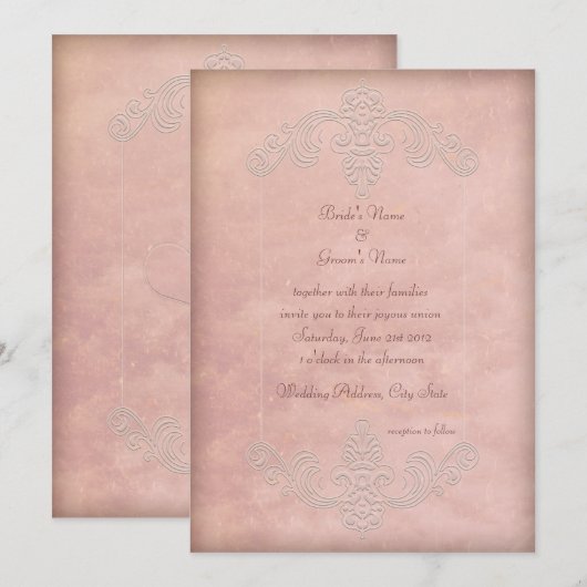 Rustieke Mauve Elegante Huwelijksuitnodigingen Kaart (Voorkant / Achterkant)