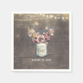 Rustieke Mauve en Goud Bloemen Mason Jar Bruiloft Servetten (Voorkant)