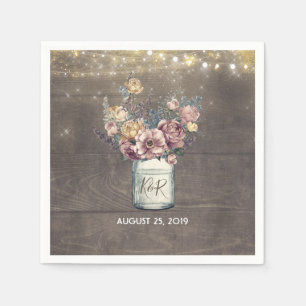 Rustieke Mauve en Goud Bloemen Mason Jar Bruiloft Servetten