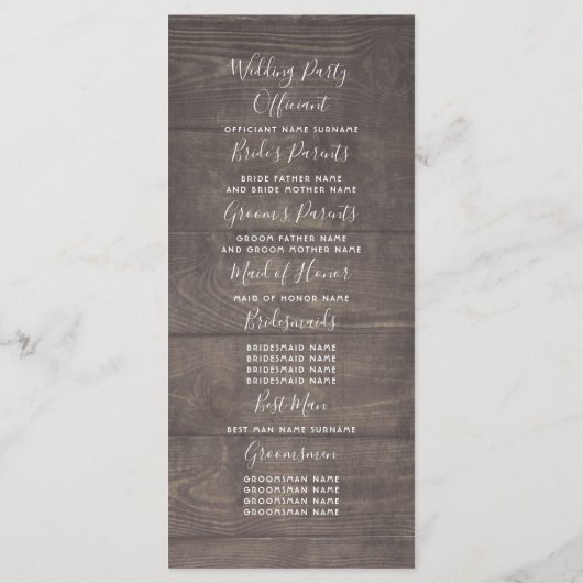 Rustieke Mauve Goud Bloemen Mason Jar Trouwprogram Programmakaart (Achterkant)