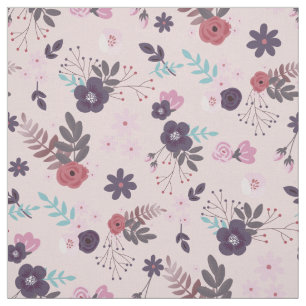Rustieke Mauve Pink & Plum Bloemen Trendy Patroon Stof