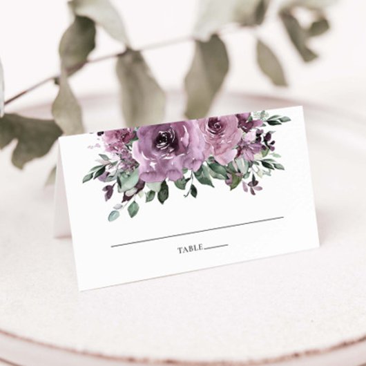 Rustieke Mauve Plum Lila Paarse Floral Wedding Plaatskaartje