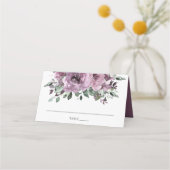 Rustieke Mauve Plum Lila Paarse Floral Wedding Plaatskaartje (Voorkant)