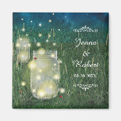 Rustieke Meadow Zomer Nacht Mason Jar en Fireflies Magneet (Voorkant)