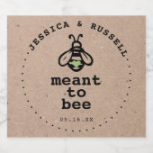 Rustieke Meant To Bee Bruiloft Sparkling Wijnetiket (Enkel label)