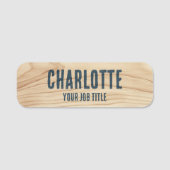 Rustieke Medewerker Woodgrain Blue Company Persone Naamplaatje (Voorkant)