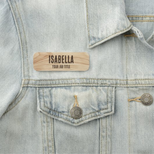 Rustieke Medewerker Woodgrain Brown Company Person Naamplaatje (In situ)