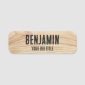 Rustieke Medewerker Woodgrain Zwart Bedrijf Person Naamplaatje (Voorkant)