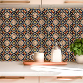 Rustieke mediterrane bloemen blauw en terracotta tegeltje