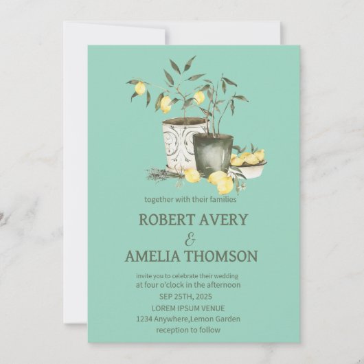 Rustieke mediterrane citroen bruiloft kaart (Voorkant)