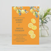 Rustieke mediterrane citroen bruiloft kaart (Staand voorkant)