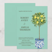 Rustieke mediterrane citroen bruiloft kaart (Voorkant / Achterkant)