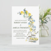 Rustieke mediterrane citroen bruiloft kaart (Staand voorkant)