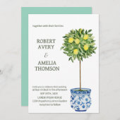 Rustieke mediterrane citroen bruiloft kaart (Voorkant / Achterkant)