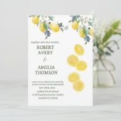 Rustieke mediterrane citroen bruiloft kaart (Staand voorkant)