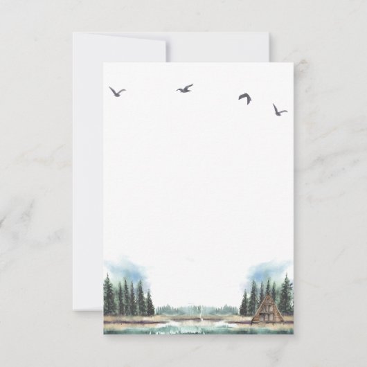 Rustieke meer- en bosuitnodiging in waterverf kaart (Achterkant)
