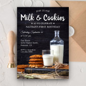 Rustieke Melk en Cookies 1e Verjaardagsfeest Uitno Kaart