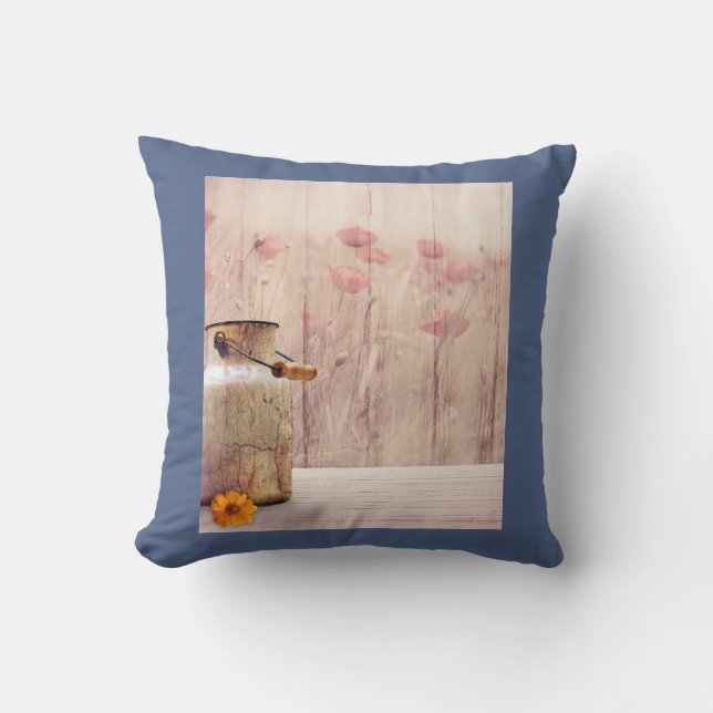 Rustieke Melkblik Landelijke Stijl op Faux Wood Kussen (Voorkant)