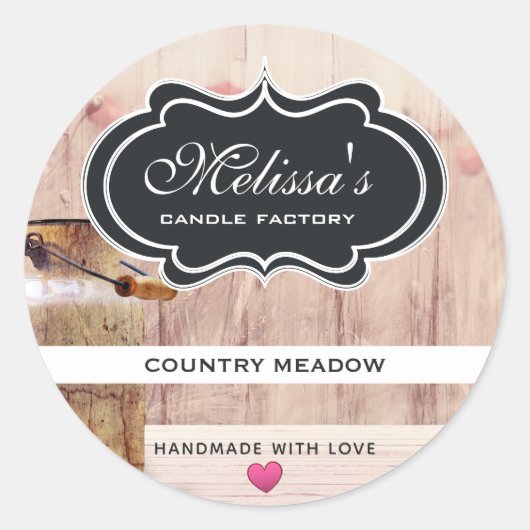 Rustieke Melkblikje Landelijke Stijl op Houten Kaa Ronde Sticker (Voorkant)