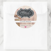 Rustieke Melkblikje Landelijke Stijl op Houten Kaa Ronde Sticker (Tas)