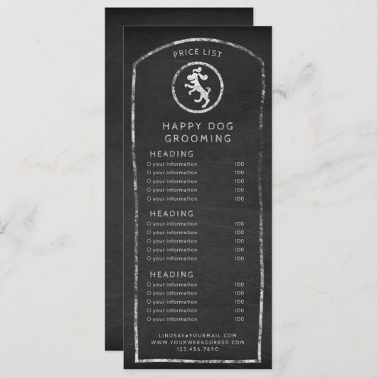 Rustieke menu- of prijskaart schoolbord dansende h kaart (Voorkant / Achterkant)