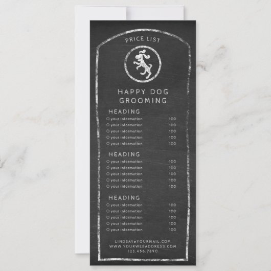 Rustieke menu- of prijskaart schoolbord dansende h kaart (Voorkant)