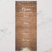 Rustieke menukaart met houten snaarlampen bloemen (Voorkant)