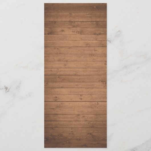 Rustieke menukaart met houten snaarlampen bloemen (Achterkant)