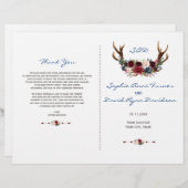 Rustieke Merlot Navy Bloemgewei Trouwprogramma (Voorkant / Achterkant)