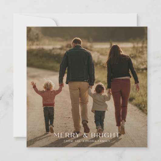 Rustieke Merry & Bright Familie Foto Kerst Kaart (Voorkant)