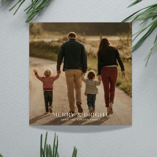 Rustieke Merry & Bright Familie Foto Kerst Kaart
