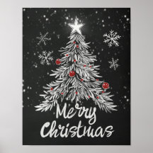 Rustieke Merry Christmas Chalkboard Poster
