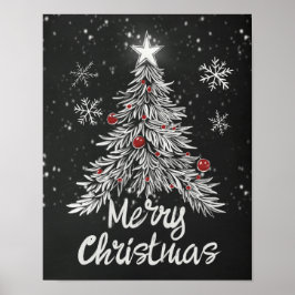 Rustieke Merry Christmas Chalkboard Poster