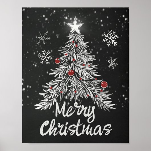 Rustieke Merry Christmas Chalkboard Poster (Voorkant)