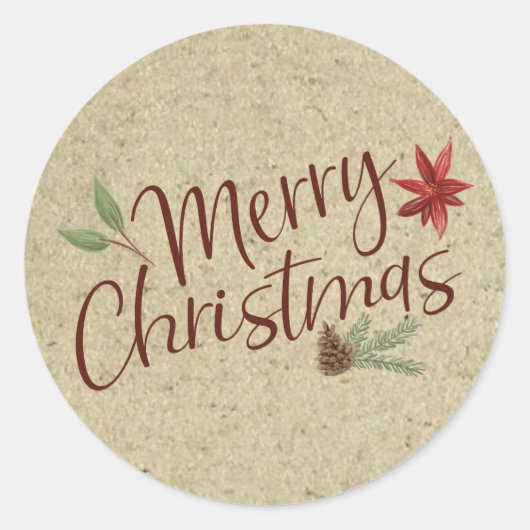 Rustieke Merry Christmas Envelope Seals Ronde Sticker (Voorkant)