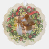 Rustieke  Merry Christmas Floral Wreath Foto Ornament Kaart (Achterkant)