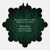 Rustieke Merry Christmas Green Wood Print Ornament Kaart (Achterkant)