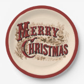 Rustieke Merry Christmas Paper Borden Papieren Bordje (Voorkant)