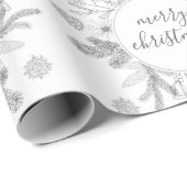 Rustieke Merry Christmas Pine en Holly Boughs Cadeaupapier (Rol Hoek)