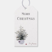Rustieke Merry Christmas Waterverf Tree Cadeaulabel (Voorkant)