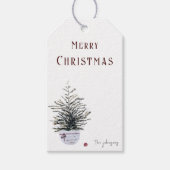 Rustieke Merry Christmas Waterverf Tree Cadeaulabel (Voorkant)