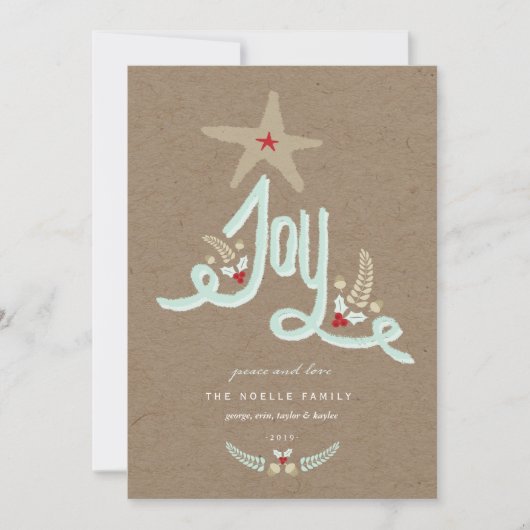 Rustieke met de hand getekende blauwe Joy-calligra Feestdagenkaart (Voorkant)